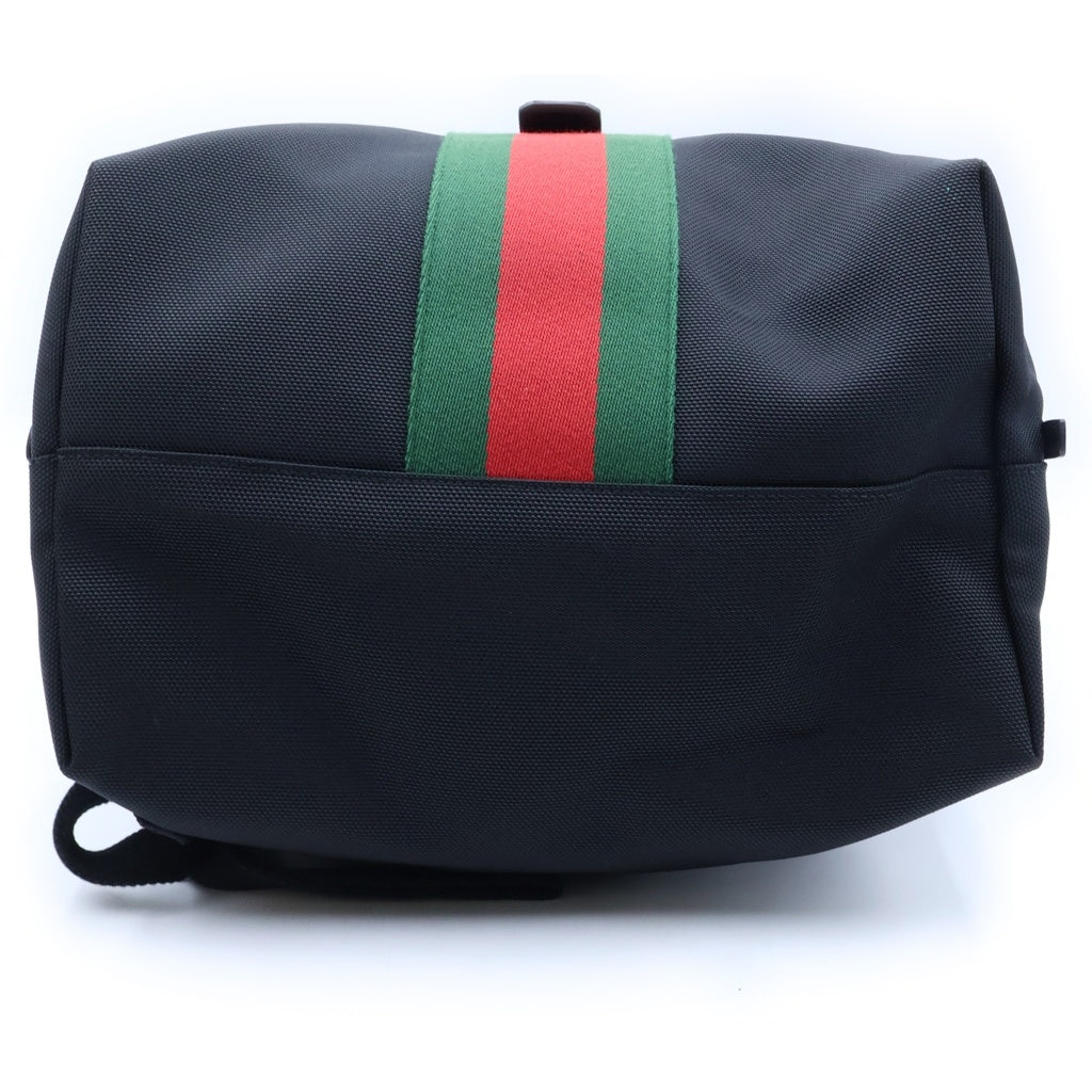 GUCCI(グッチ) シェリーライン バックパック リュックサック ブラック キャンバス×レザー 337075 シルバー金具