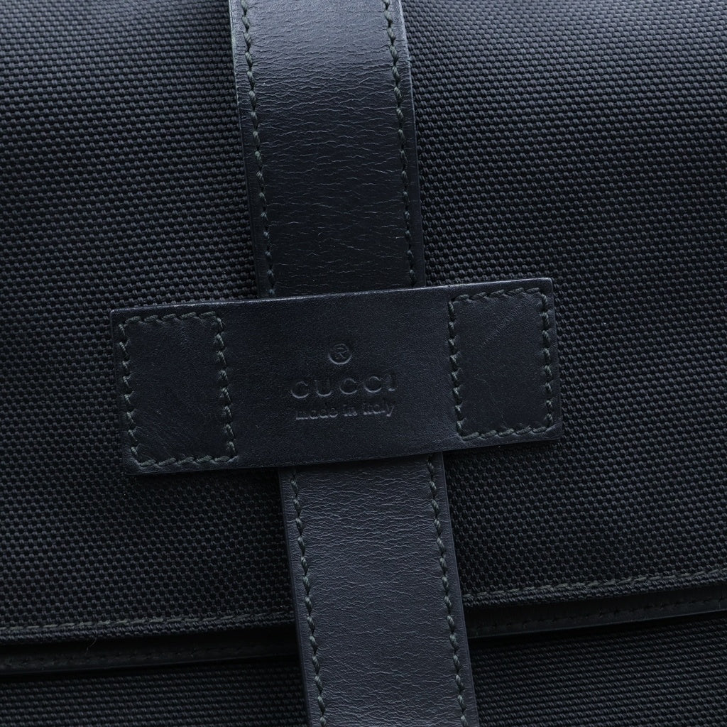 GUCCI(グッチ) シェリーライン バックパック リュックサック ブラック キャンバス×レザー 337075 シルバー金具