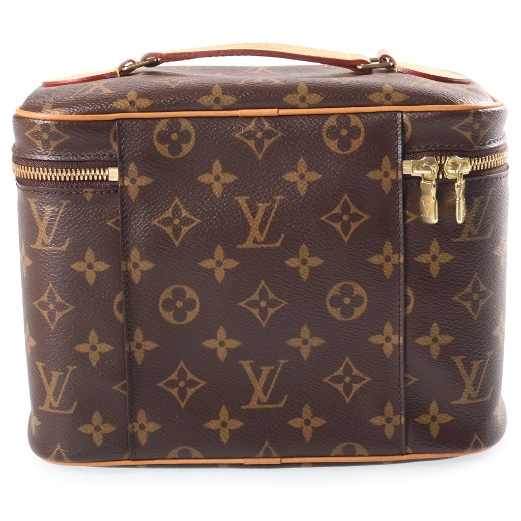 LOUIS VUITTON(ルイヴィトン) モノグラム ニースBB ハンドバッグ バニティ バッグ 収納 メイクポーチ ブラウン レザー×PVC M42265 ゴールド金具 レディース