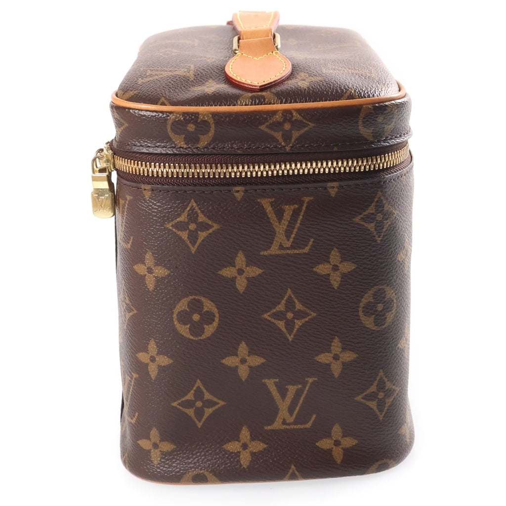 LOUIS VUITTON(ルイヴィトン) モノグラム ニースBB ハンドバッグ バニティ バッグ 収納 メイクポーチ ブラウン レザー×PVC M42265 ゴールド金具 レディース
