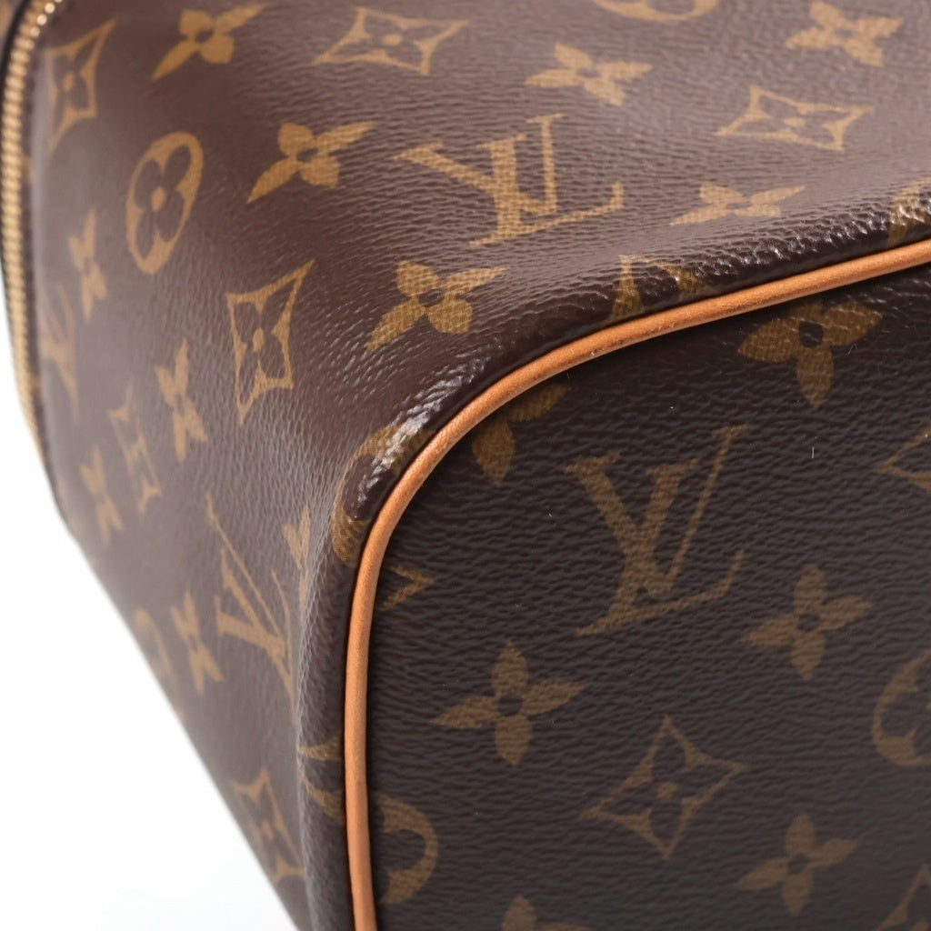 LOUIS VUITTON(ルイヴィトン) モノグラム ニースBB ハンドバッグ バニティ バッグ 収納 メイクポーチ ブラウン レザー×PVC M42265 ゴールド金具 レディース