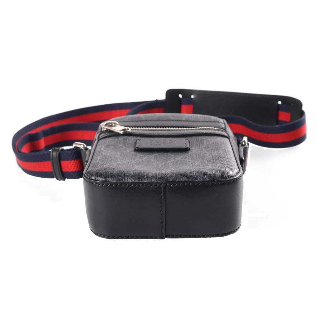 GUCCI(グッチ) GGスプリーム ショルダーバッグ ミニバッグ ブラック レザー×PVC 598103 シルバー金具 レディース