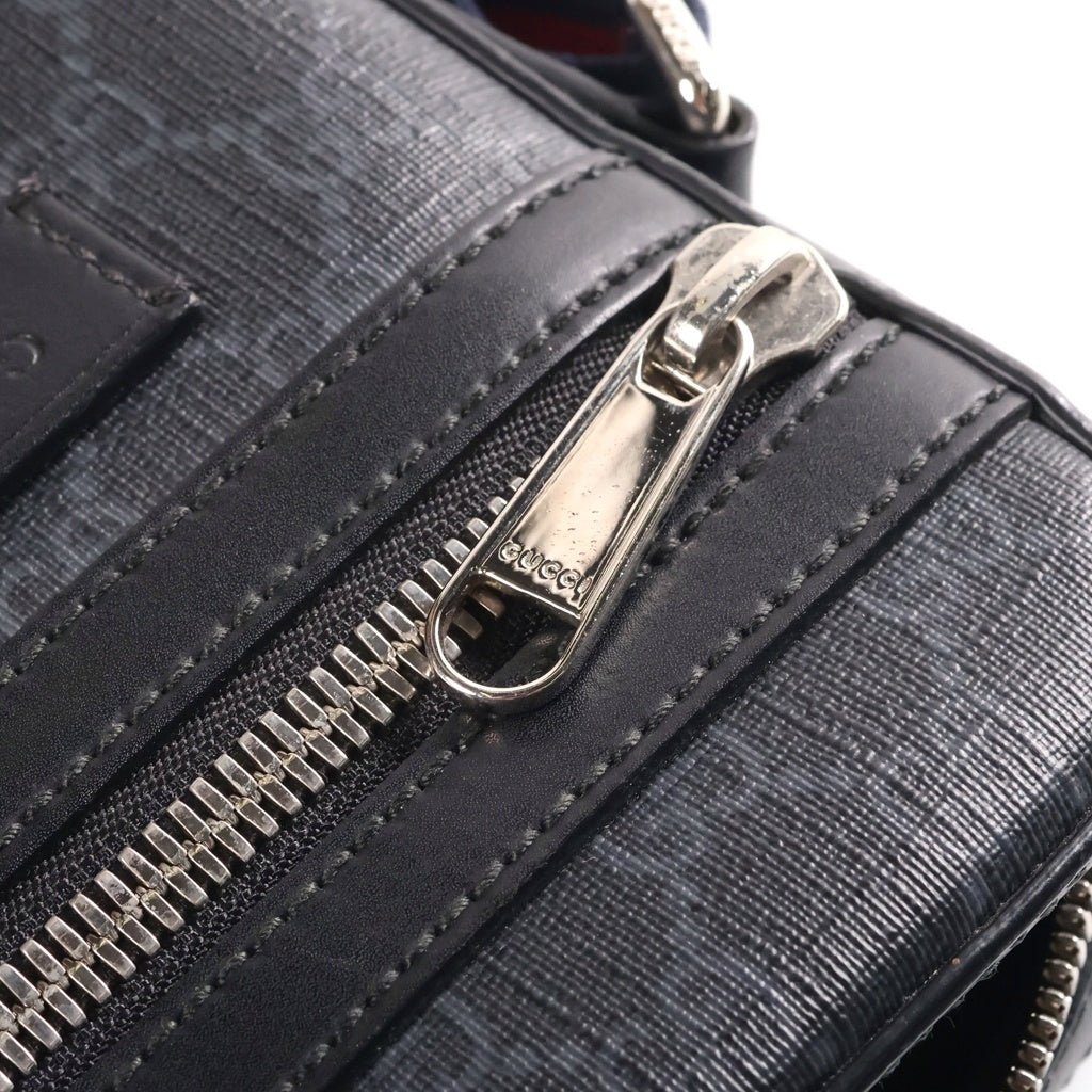 GUCCI(グッチ) GGスプリーム ショルダーバッグ ミニバッグ ブラック レザー×PVC 598103 シルバー金具 レディース