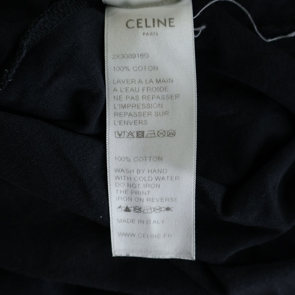 CELINE(セリーヌ) ロゴプリント 半袖Tシャツ カットソー ブラック #XL