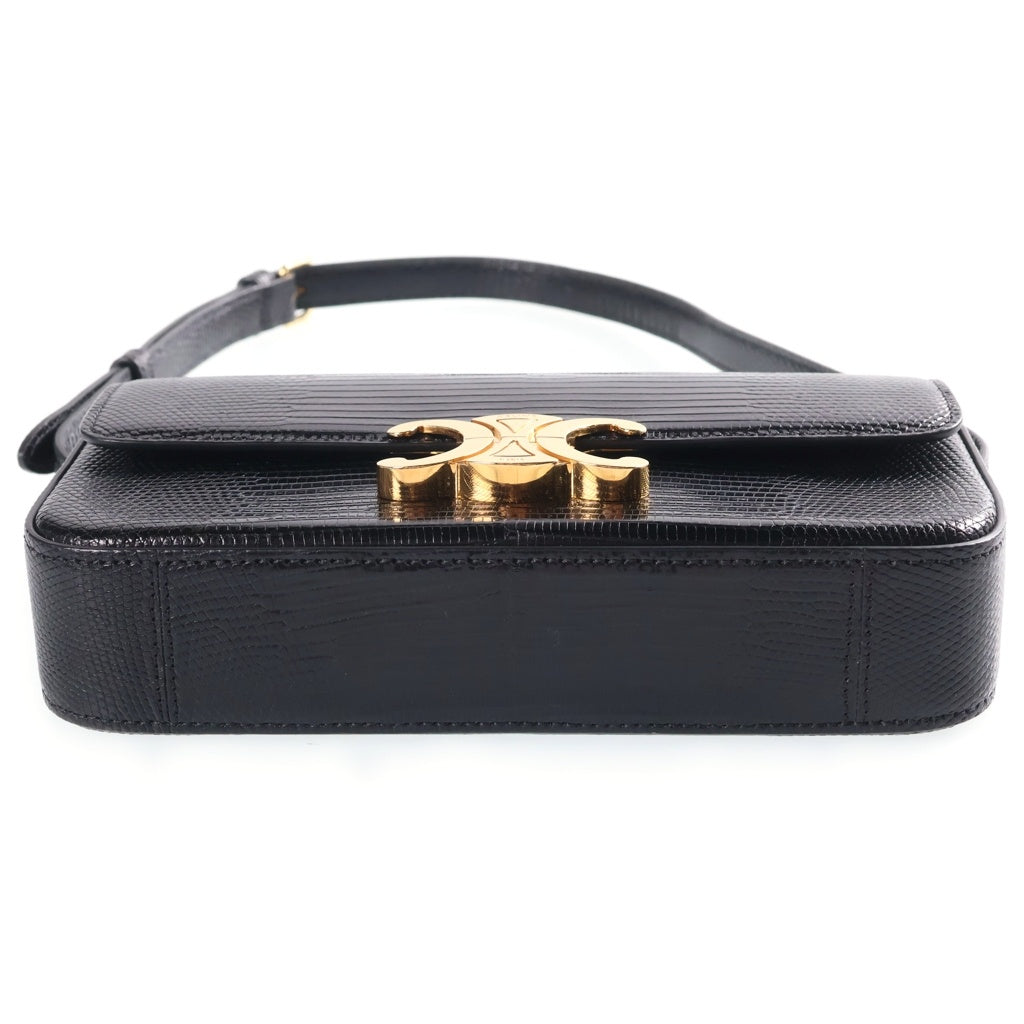 CELINE(セリーヌ) トリオンフ クロード 型押しレザー ワンショルダーバッグ ゴールド金具 ブラック レディース