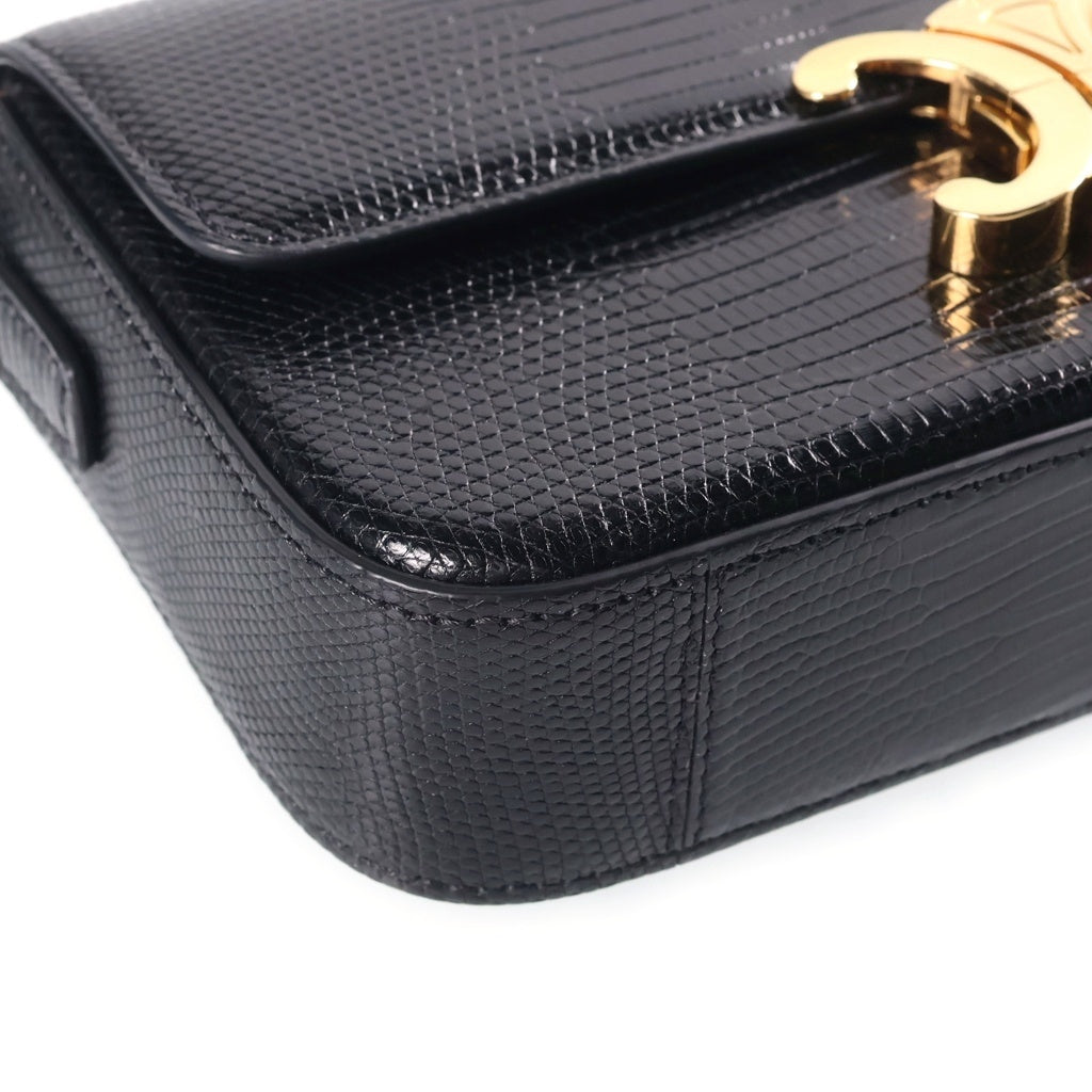 CELINE(セリーヌ) トリオンフ クロード 型押しレザー ワンショルダーバッグ ゴールド金具 ブラック レディース