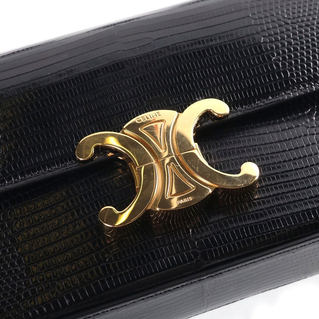 CELINE(セリーヌ) トリオンフ クロード 型押しレザー ワンショルダーバッグ ゴールド金具 ブラック レディース