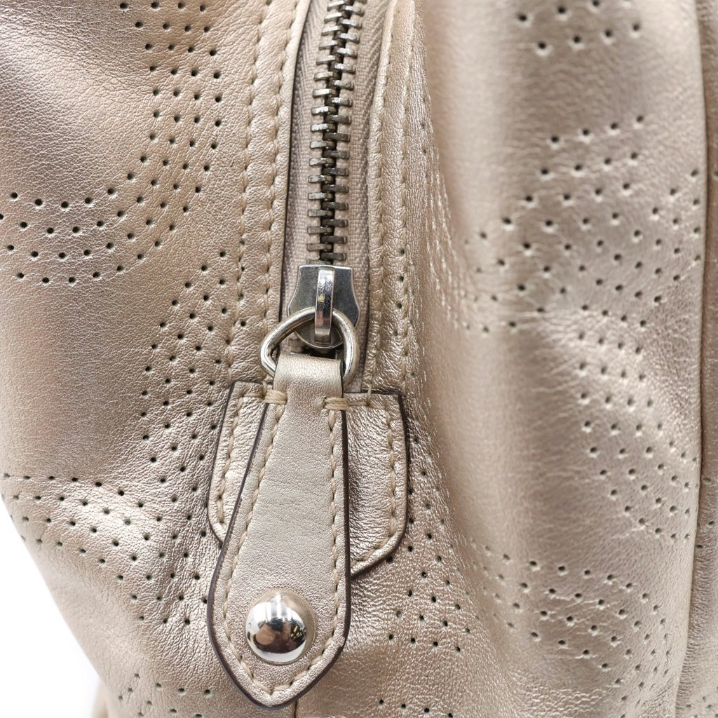 COACH(コーチ) オブアート メタリック パンチングレザー ショルダーバッグ シルバー金具 ベージュ F23602 レディース