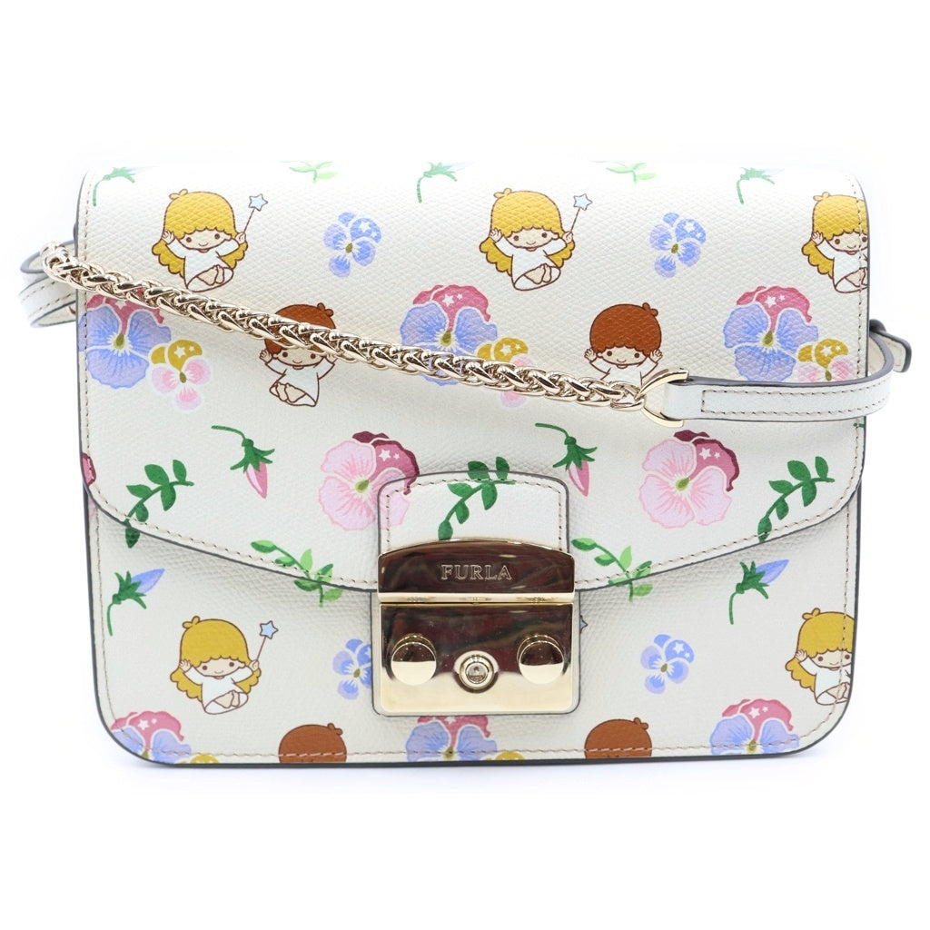 FURLA(フルラ) ×リトルツインスターズ キキララ メトロポリス 総柄プリント レザー チェーンショルダーバッグ アイボリー BFN8 ALT 1062551 レディース