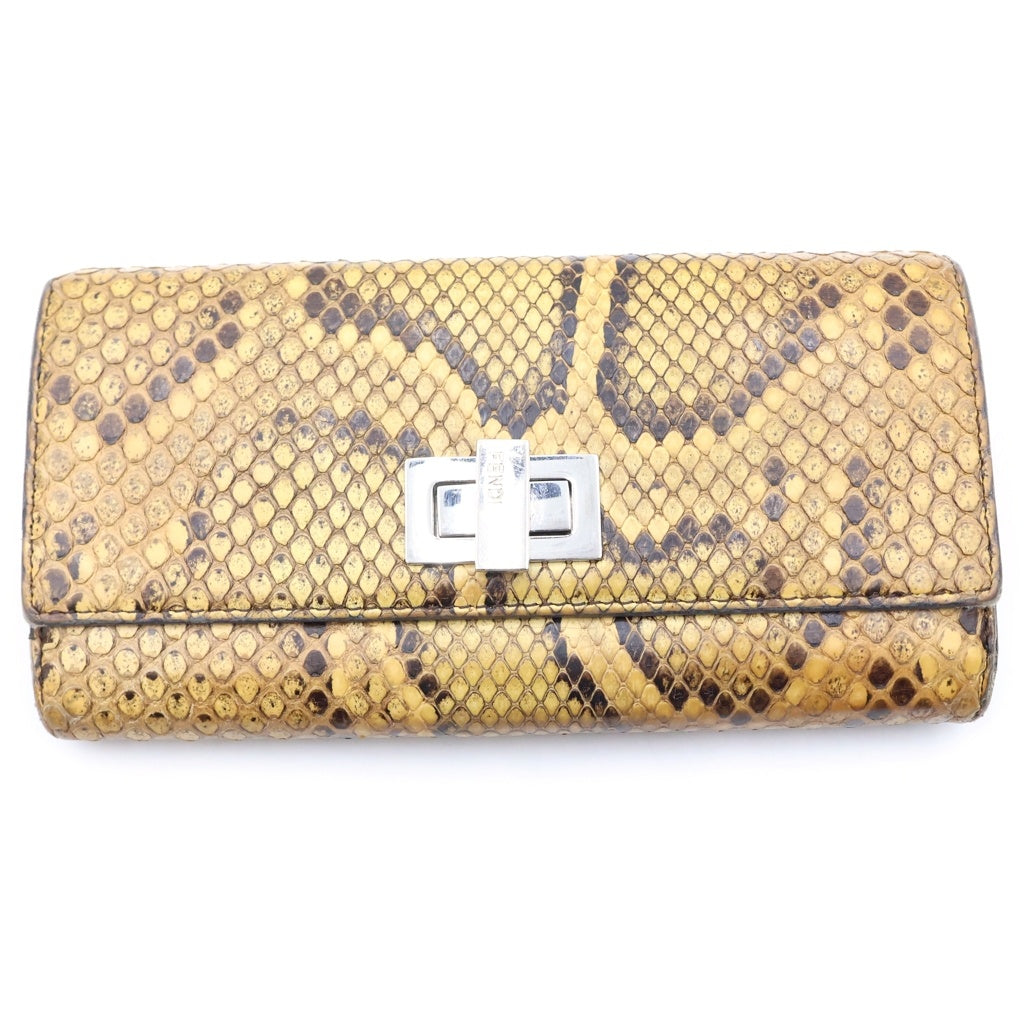 FENDI(フェンディ) ピーカブー ターンロック パイソンレザー ロングウォレット 長財布 シルバー金具 ベージュ 8M0377 レディース