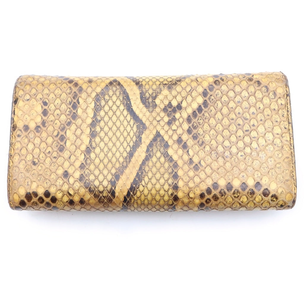 FENDI(フェンディ) ピーカブー ターンロック パイソンレザー ロングウォレット 長財布 シルバー金具 ベージュ 8M0377 レディース