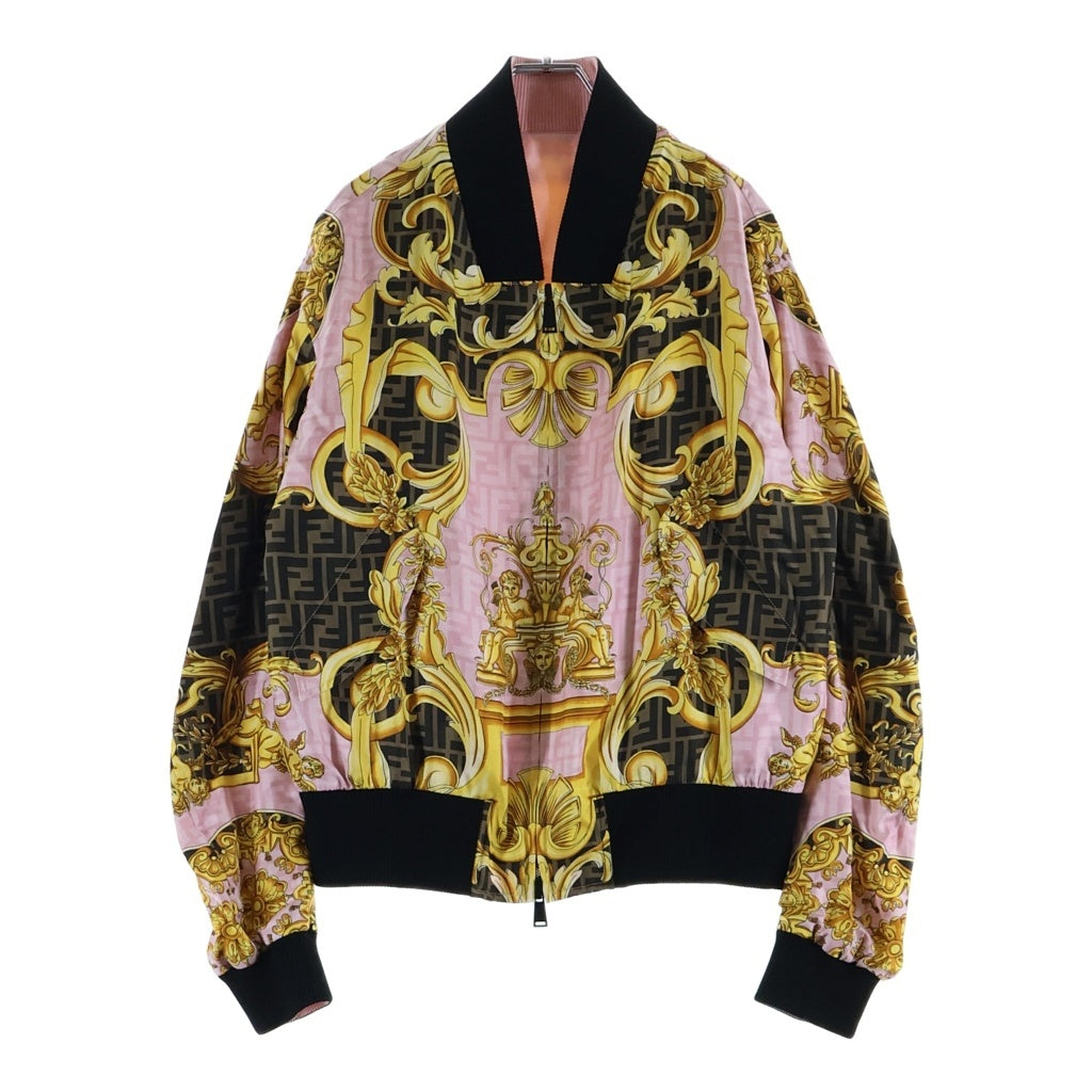 FENDI(フェンディ) ×VERSACE フェンダーチェ ブルゾン ジャケット シルク 総柄 ピンク/ゴールド FW1091 レディース