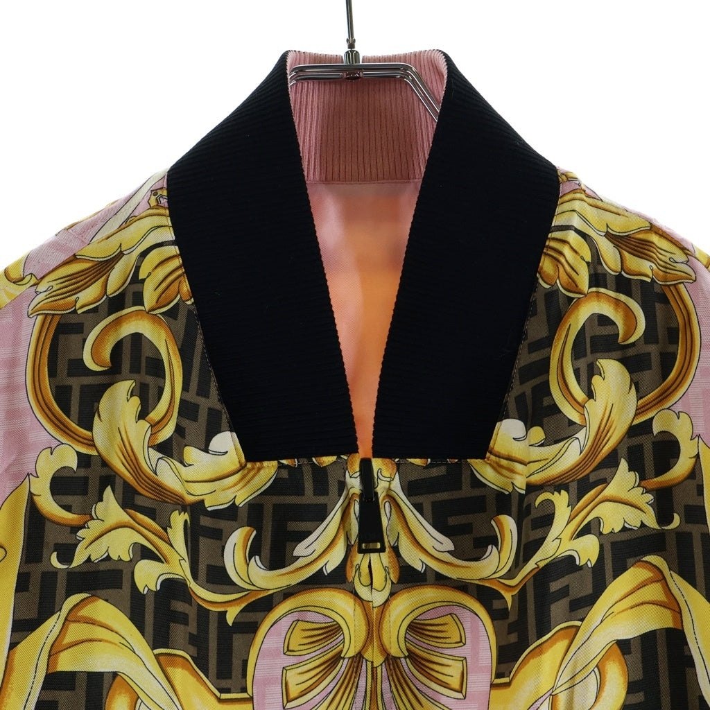 FENDI(フェンディ) ×VERSACE フェンダーチェ ブルゾン ジャケット シルク 総柄 ピンク/ゴールド FW1091 レディース