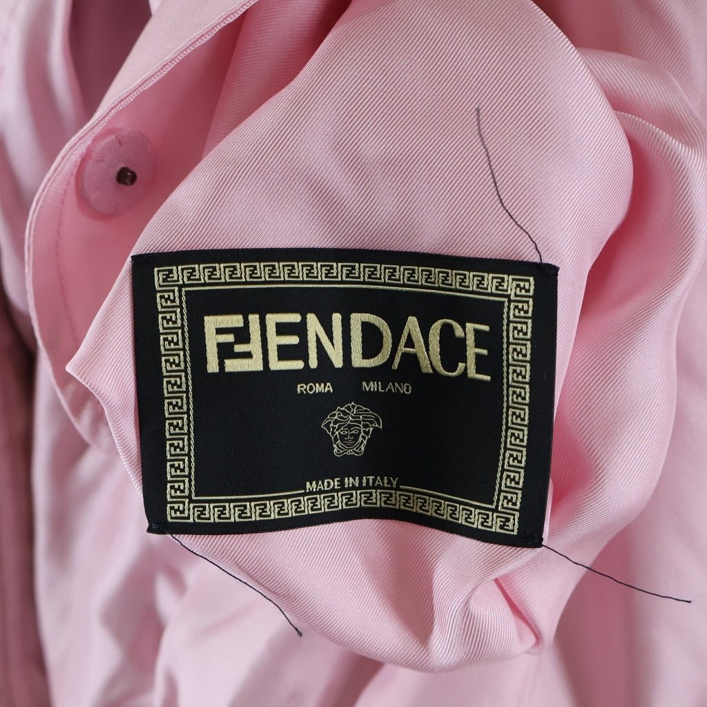 FENDI(フェンディ) ×VERSACE フェンダーチェ ブルゾン ジャケット シルク 総柄 ピンク/ゴールド FW1091 レディース
