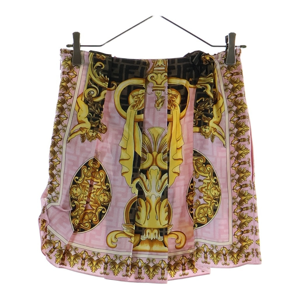 FENDI(フェンディ) ×VERSACE フェンダーチェ プリーツ スカート シルク ピンク/ゴールド FQ7251 レディース