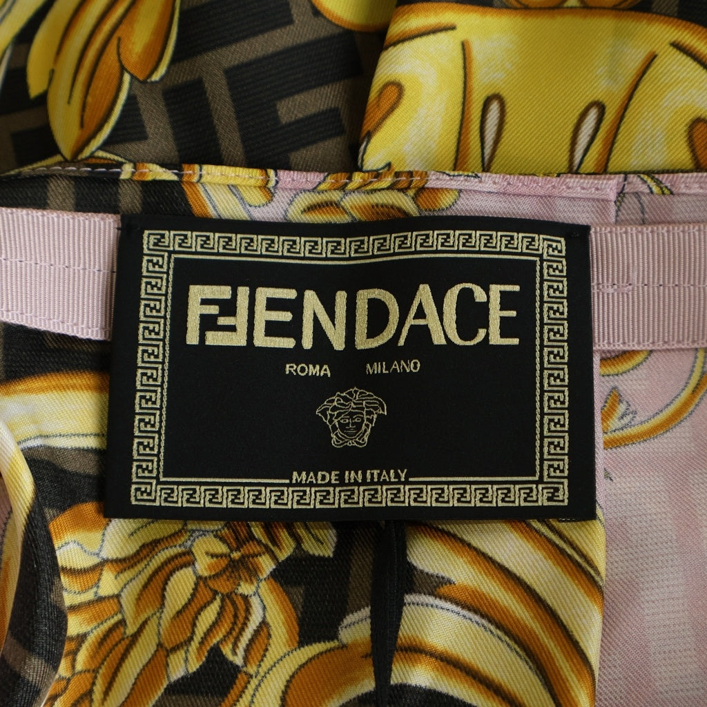 FENDI(フェンディ) ×VERSACE フェンダーチェ プリーツ スカート シルク ピンク/ゴールド FQ7251 レディース
