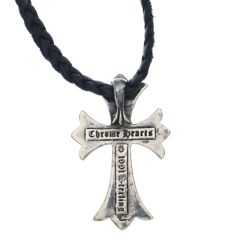 CHROME HEARTS(クロムハーツ) CH CRS SML CL スモールCHクロス レザーブレイド ネックレス SV925 シルバー/ブラック BCA217