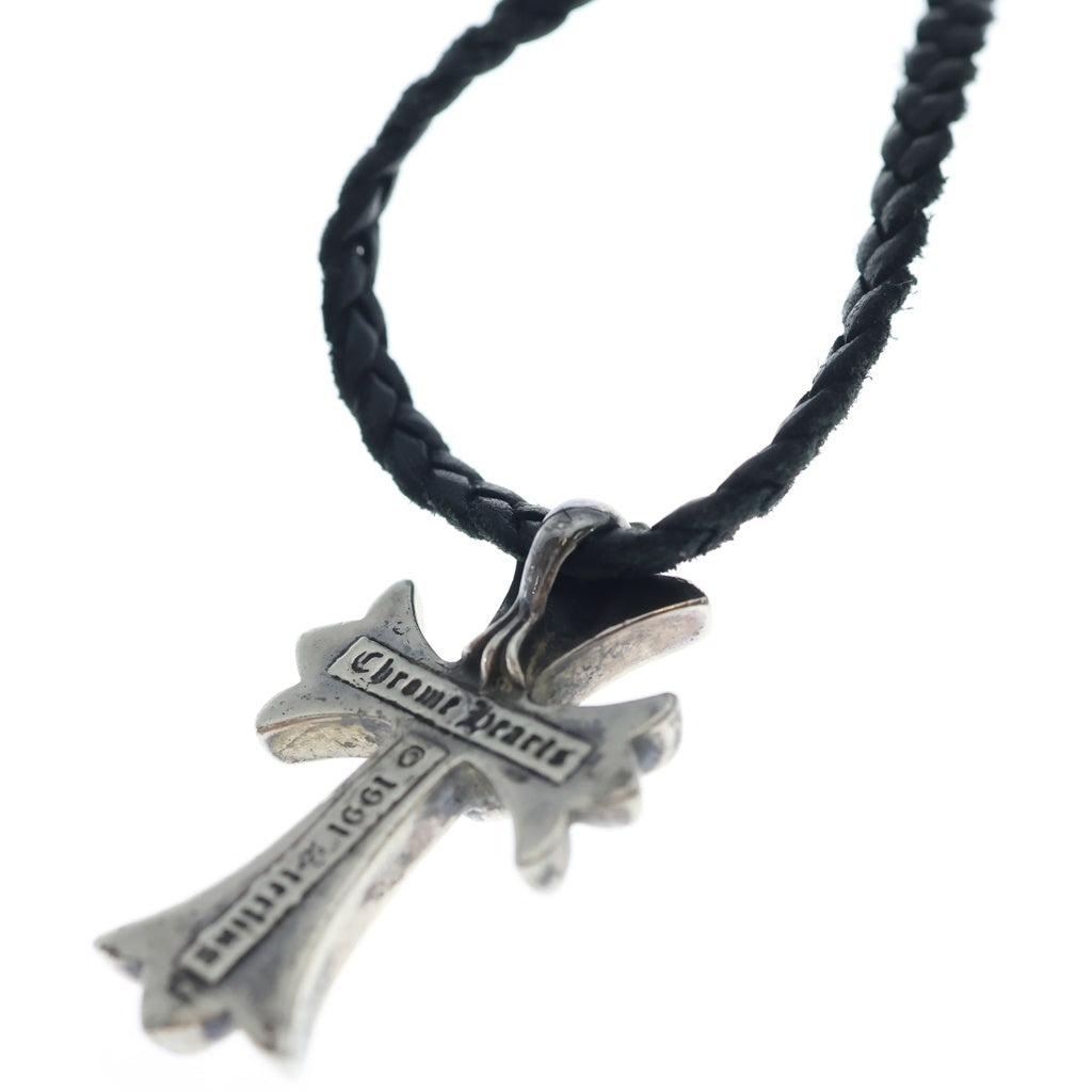 CHROME HEARTS(クロムハーツ) CH CRS SML CL スモールCHクロス レザーブレイド ネックレス SV925 シルバー/ブラック BCA217