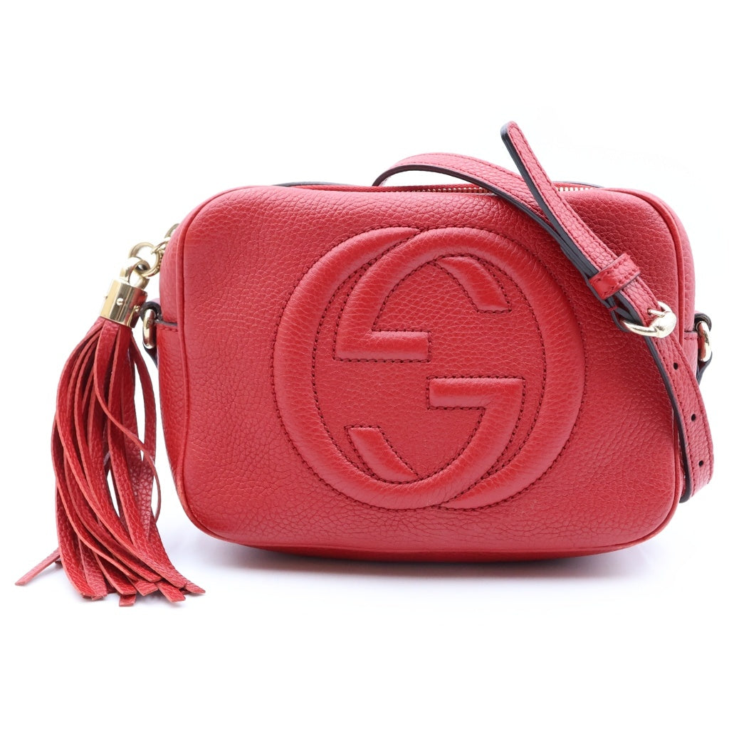 GUCCI(グッチ) ソーホー スモール ディスコバッグ ショルダーバッグ レッド レザー 308364 ゴールド金具 レディース
