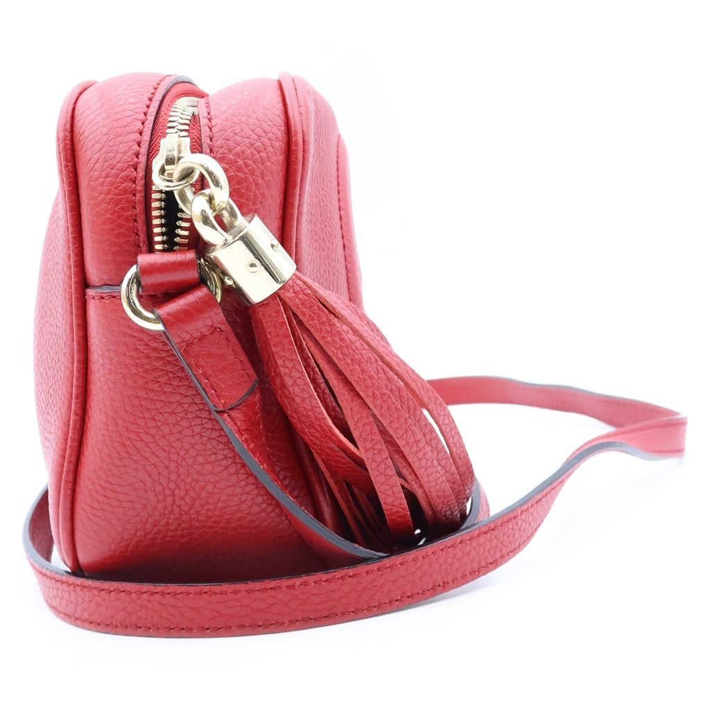 GUCCI(グッチ) ソーホー スモール ディスコバッグ ショルダーバッグ レッド レザー 308364 ゴールド金具 レディース