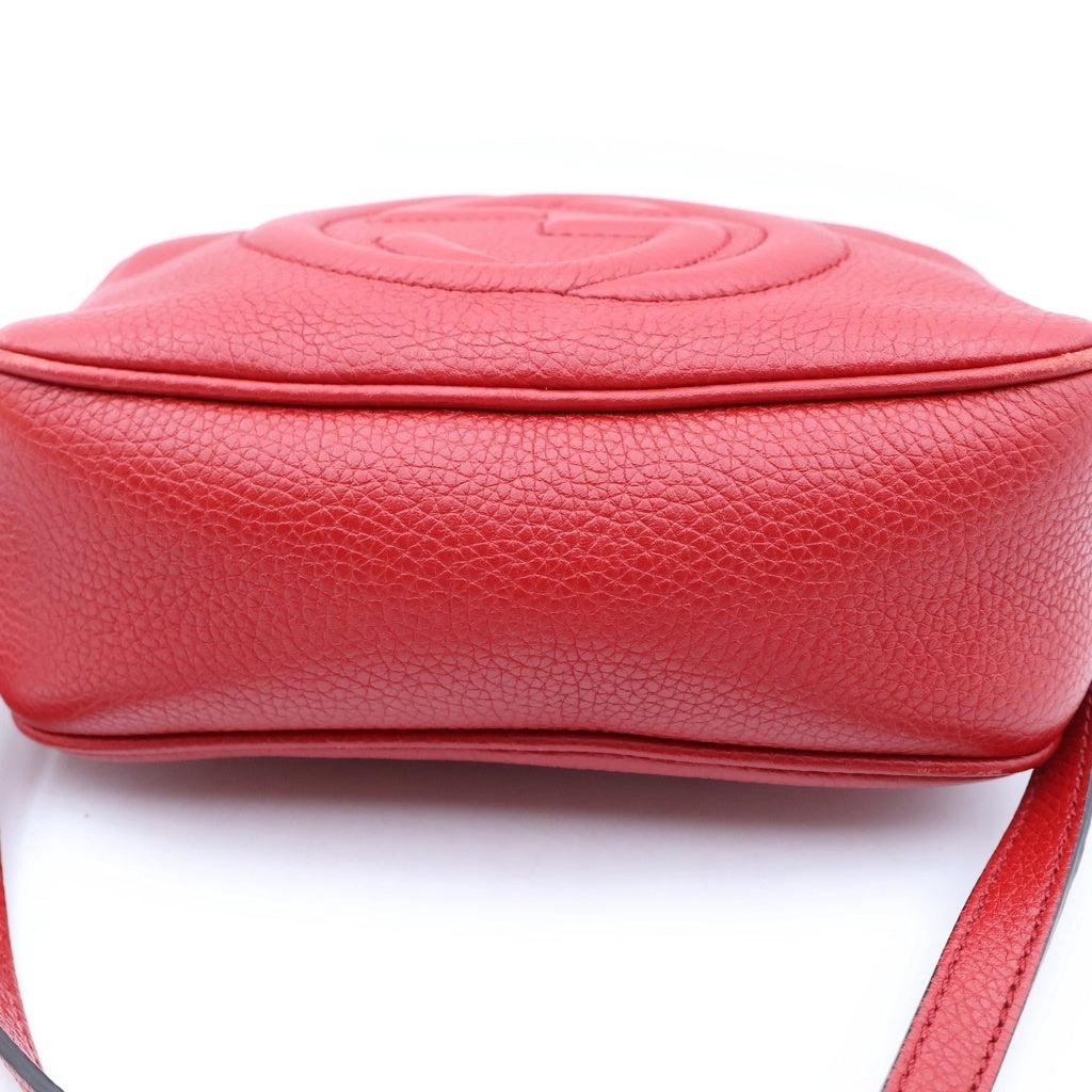 GUCCI(グッチ) ソーホー スモール ディスコバッグ ショルダーバッグ レッド レザー 308364 ゴールド金具 レディース