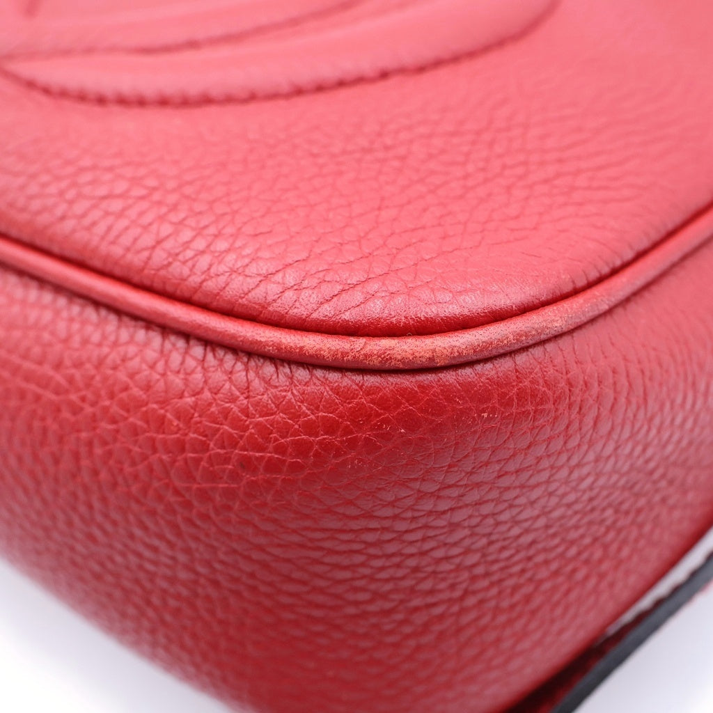 GUCCI(グッチ) ソーホー スモール ディスコバッグ ショルダーバッグ レッド レザー 308364 ゴールド金具 レディース