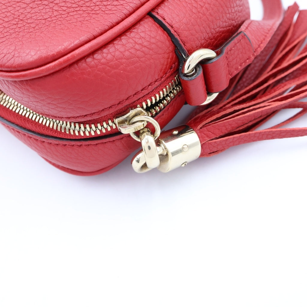 GUCCI(グッチ) ソーホー スモール ディスコバッグ ショルダーバッグ レッド レザー 308364 ゴールド金具 レディース