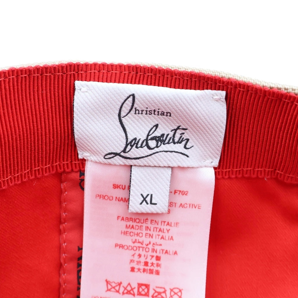 CHRISTIAN LOUBOUTIN(クリスチャンルブタン) ムーンクレスト アクティブ テックキャンバス ロゴ ベースボールキャップ 帽子 ベージュ 1255318