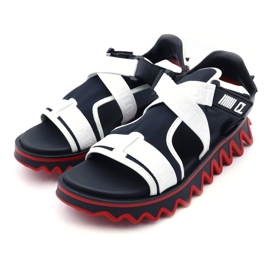 CHRISTIAN LOUBOUTIN(クリスチャンルブタン) ルビシャーク レザー ナイロン ストラップ サンダル ブラック/ホワイト 1250666
