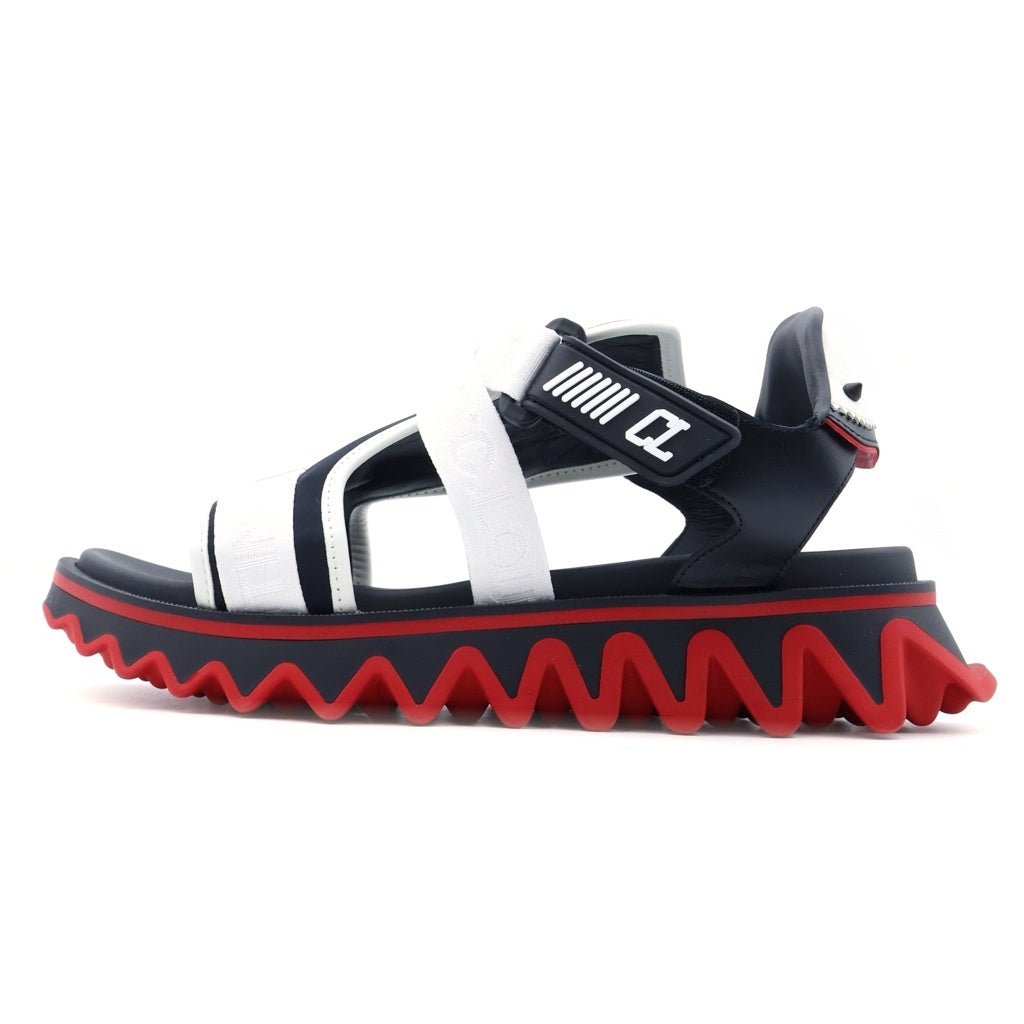 CHRISTIAN LOUBOUTIN(クリスチャンルブタン) ルビシャーク レザー ナイロン ストラップ サンダル ブラック/ホワイト 1250666