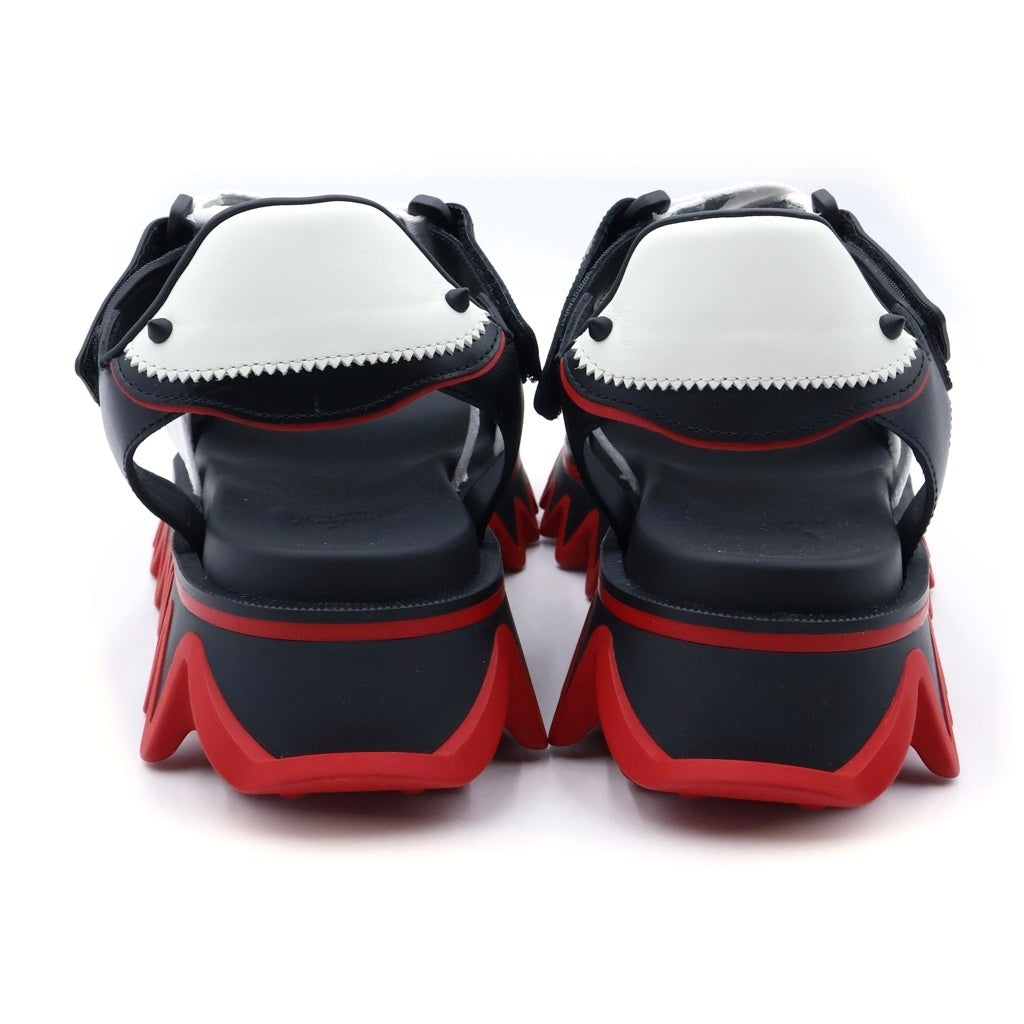 CHRISTIAN LOUBOUTIN(クリスチャンルブタン) ルビシャーク レザー ナイロン ストラップ サンダル ブラック/ホワイト 1250666