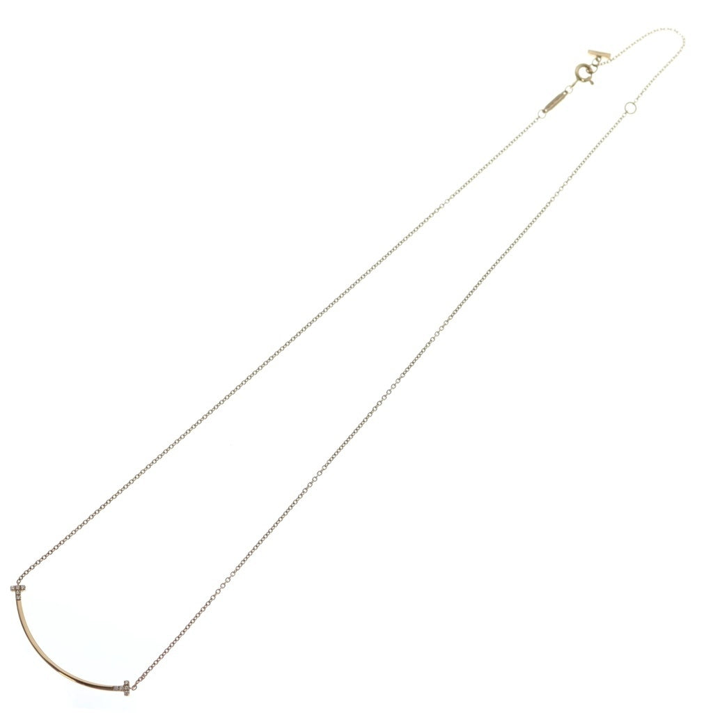 TIFFANY & Co.(ティファニー) Tスマイル ダイヤ スモールネックレス ペンダント チェーン ピンクゴールド Au750PG レディース