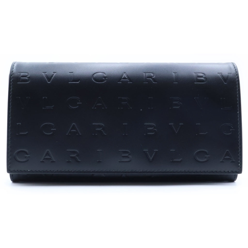 BVLGARI(ブルガリ) ロゴ インフィニートゥーム 二つ折り財布 ロングウォレット ブラック レザー レディース