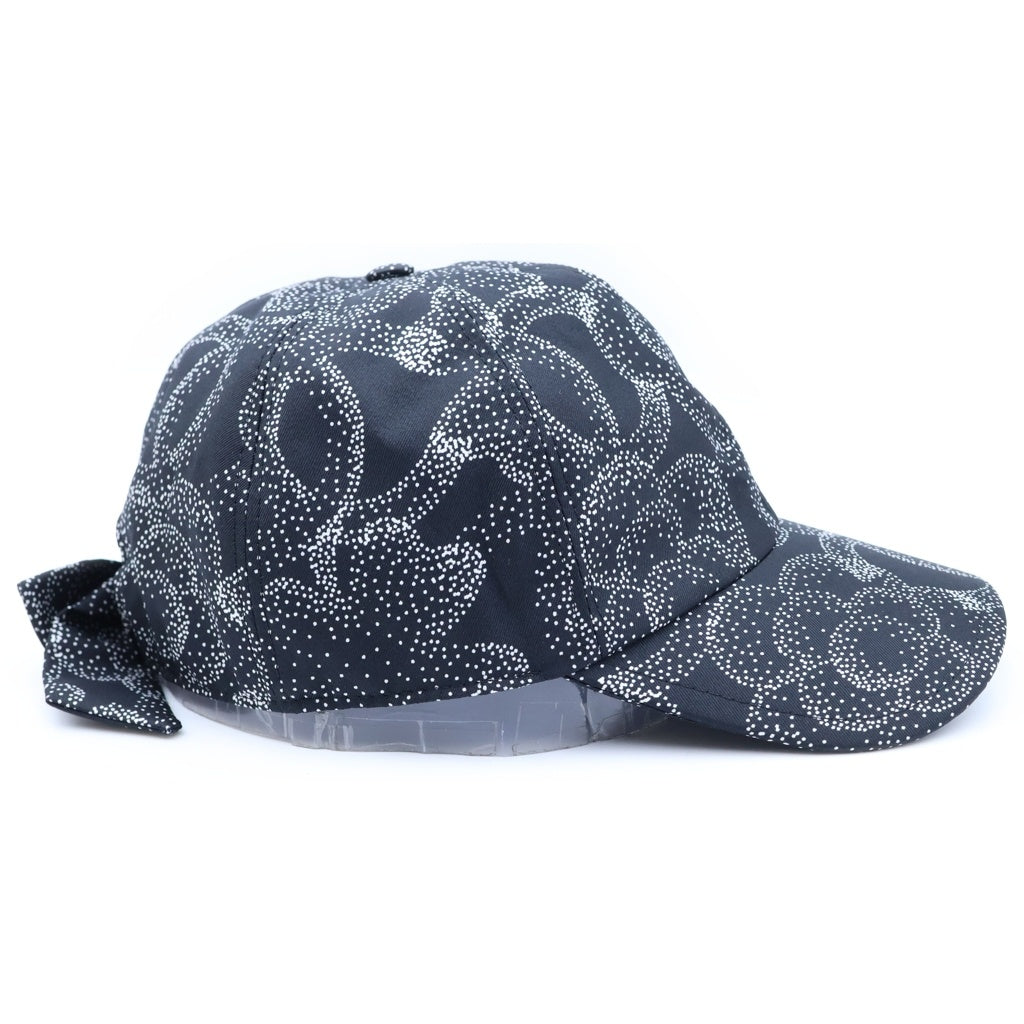 CHANEL(シャネル) Camellia baseball Cap ココマーク カメリア柄 ベースボールキャップ バックリボン ブラック レディース