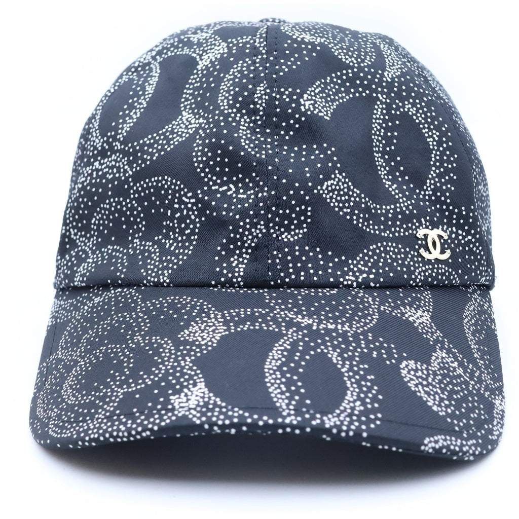 CHANEL(シャネル) Camellia baseball Cap ココマーク カメリア柄 ベースボールキャップ バックリボン ブラック レディース