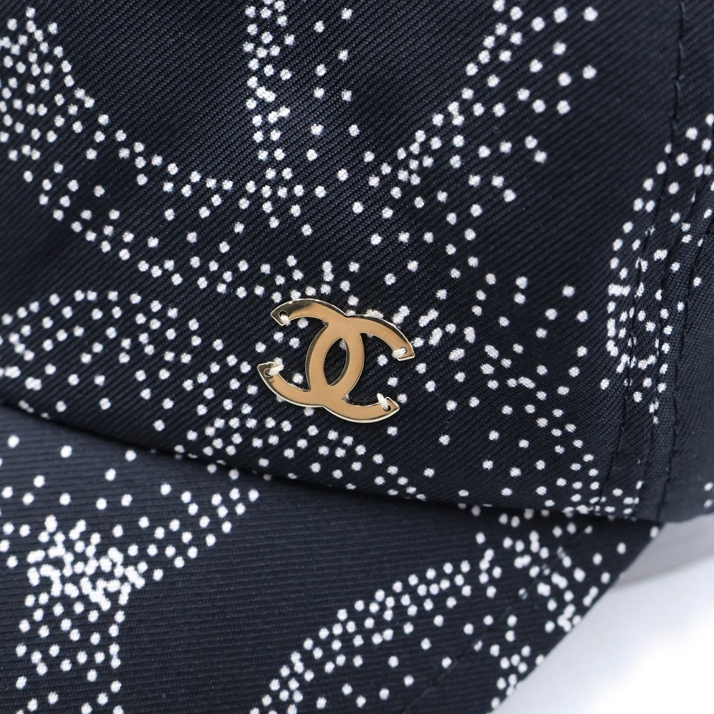CHANEL(シャネル) Camellia baseball Cap ココマーク カメリア柄 ベースボールキャップ バックリボン ブラック レディース