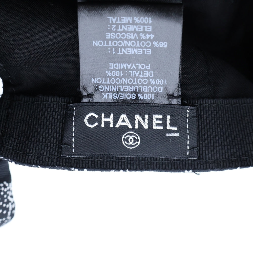 CHANEL(シャネル) Camellia baseball Cap ココマーク カメリア柄 ベースボールキャップ バックリボン ブラック レディース