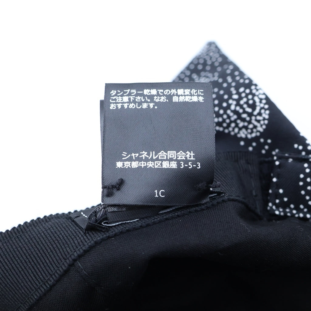 CHANEL(シャネル) Camellia baseball Cap ココマーク カメリア柄 ベースボールキャップ バックリボン ブラック レディース