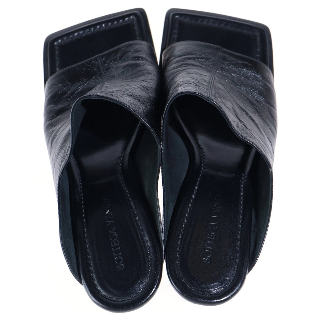 BOTTEGA VENETA(ボッテガヴェネタ) レザー スクエア ヒールミュール ブラック #38 レディース