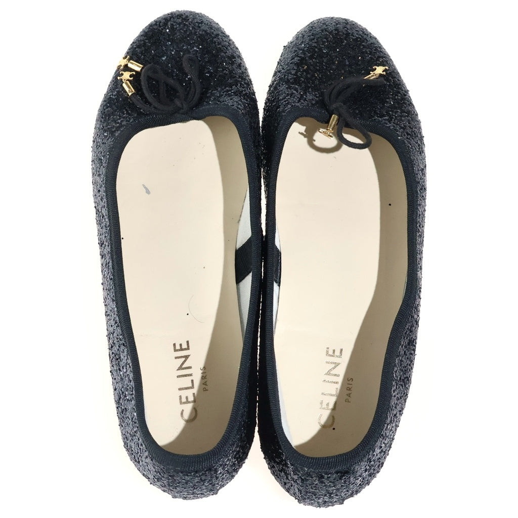 CELINE(セリーヌ) トリオンフ スパンコール フラットパンプス ミュール ブラック #38 レディース