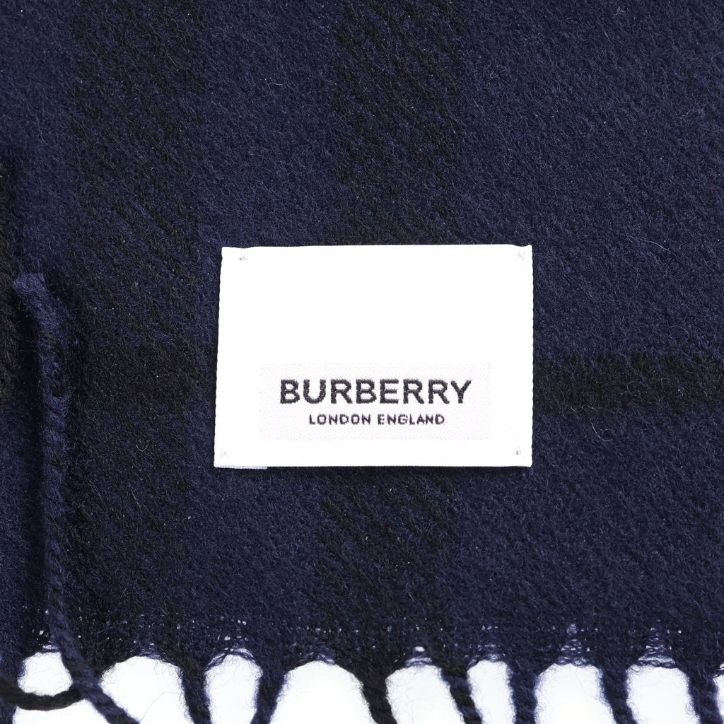 BURBERRY(バーバリー) ジャイアンツチェック フリンジマフラー ストール ネイビー 8089952