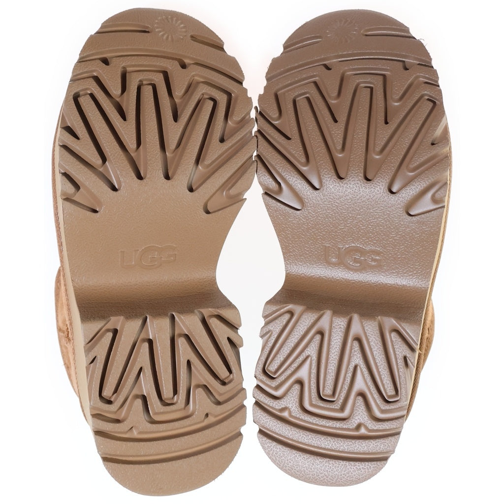 UGG(アグ) Classic Ultra Mini New Heights クラシック ウルトラミニ ムートン スエードレザー ボアライニング 厚底 ショートブーツ ブラウン レディース 1158311