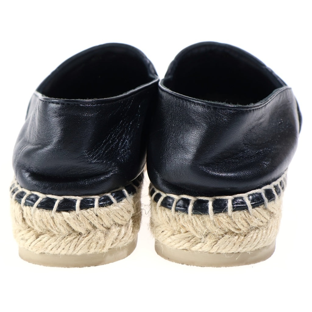 CHANEL(シャネル) ココマーク エスパドリーユ レザースリッポン フラットシューズ ブラック #37 レディース