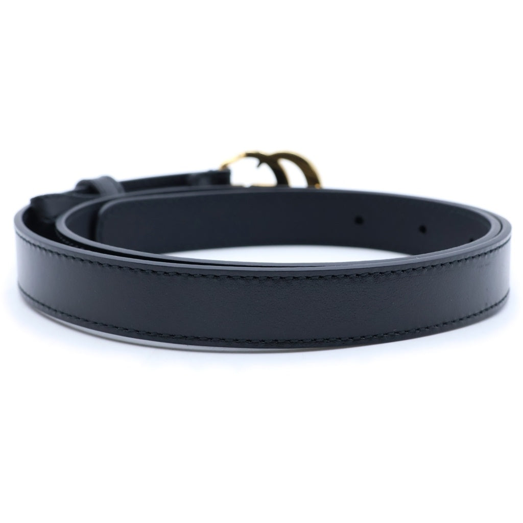 GUCCI(グッチ) GGマーモント レザーベルト ブラック レザー 409417 ゴールド金具 レディース