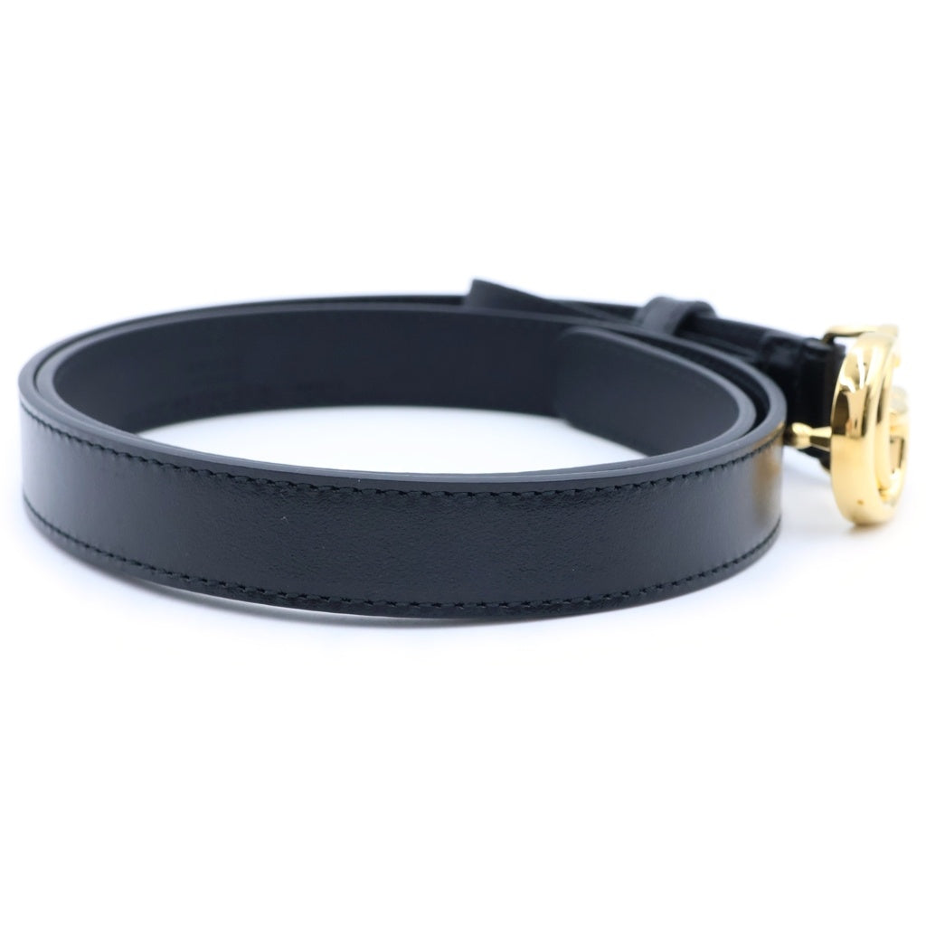 GUCCI(グッチ) GGマーモント レザーベルト ブラック レザー 409417 ゴールド金具 レディース