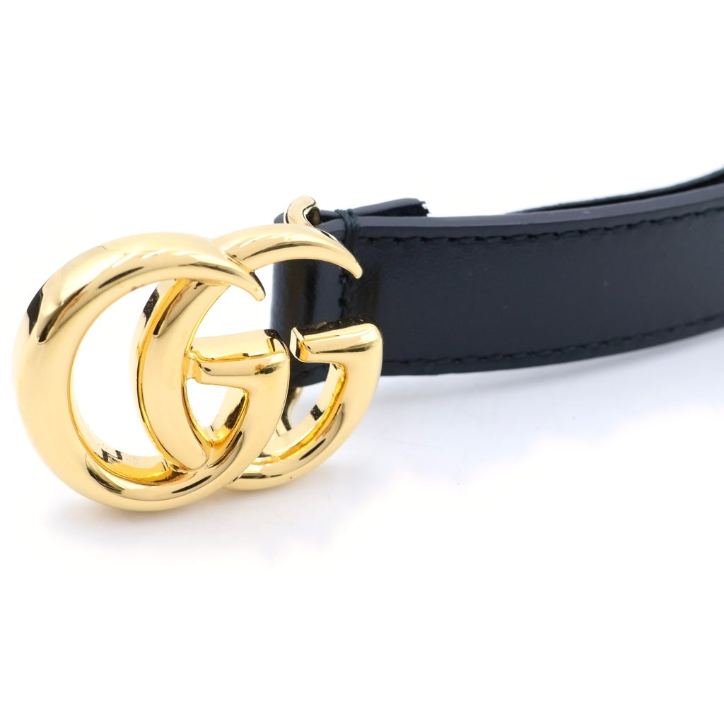 GUCCI(グッチ) GGマーモント レザーベルト ブラック レザー 409417 ゴールド金具 レディース