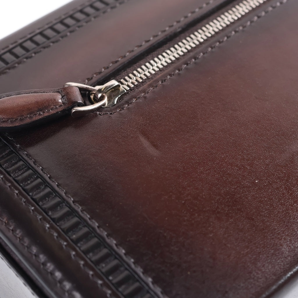 Berluti(ベルルッティ) アンジュール ドゥ ポッシュ ショルダーバッグ ブラウン レザー シルバー金具 レディース