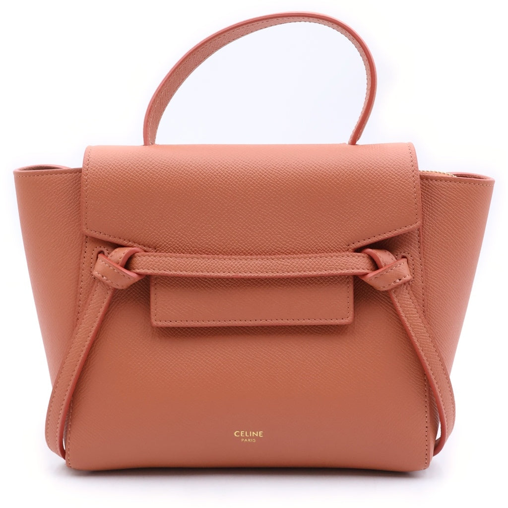 CELINE(セリーヌ) ベルトバッグ ナノ ハンドバック 2way ショルダー レザー オレンジ レディース