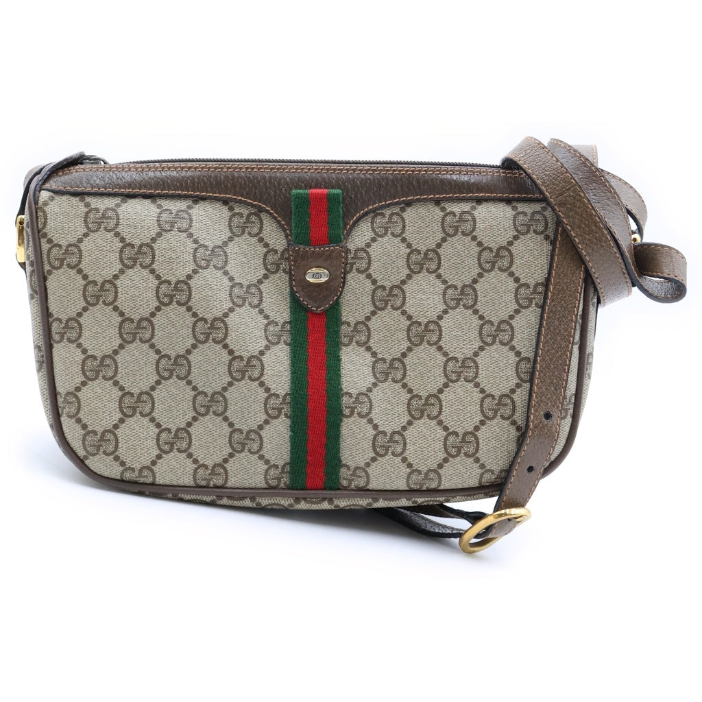 GUCCI(グッチ) オールドグッチ ショルダーバッグ シェリーライン GGスプリーム キャンバス レザー ブラウン 89 02 054 レディース