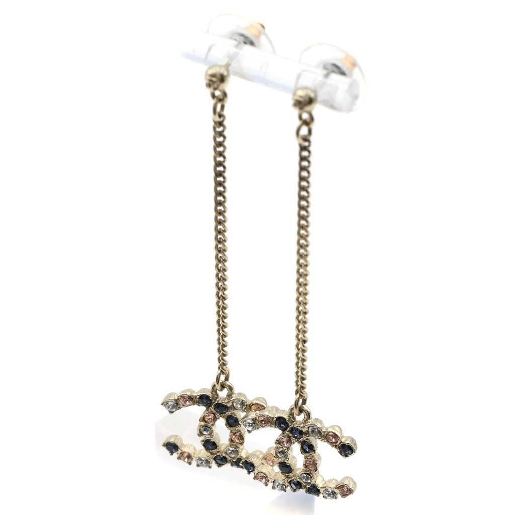 CHANEL(シャネル) ココマーク チェーン ピアス ロング ラインストーン ゴールド レディース